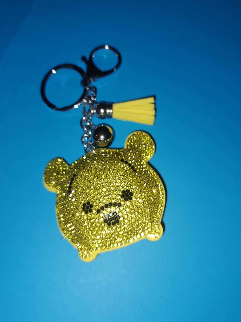 New! Rhinestone Winnie Pooh Bear Keychain with Tassel